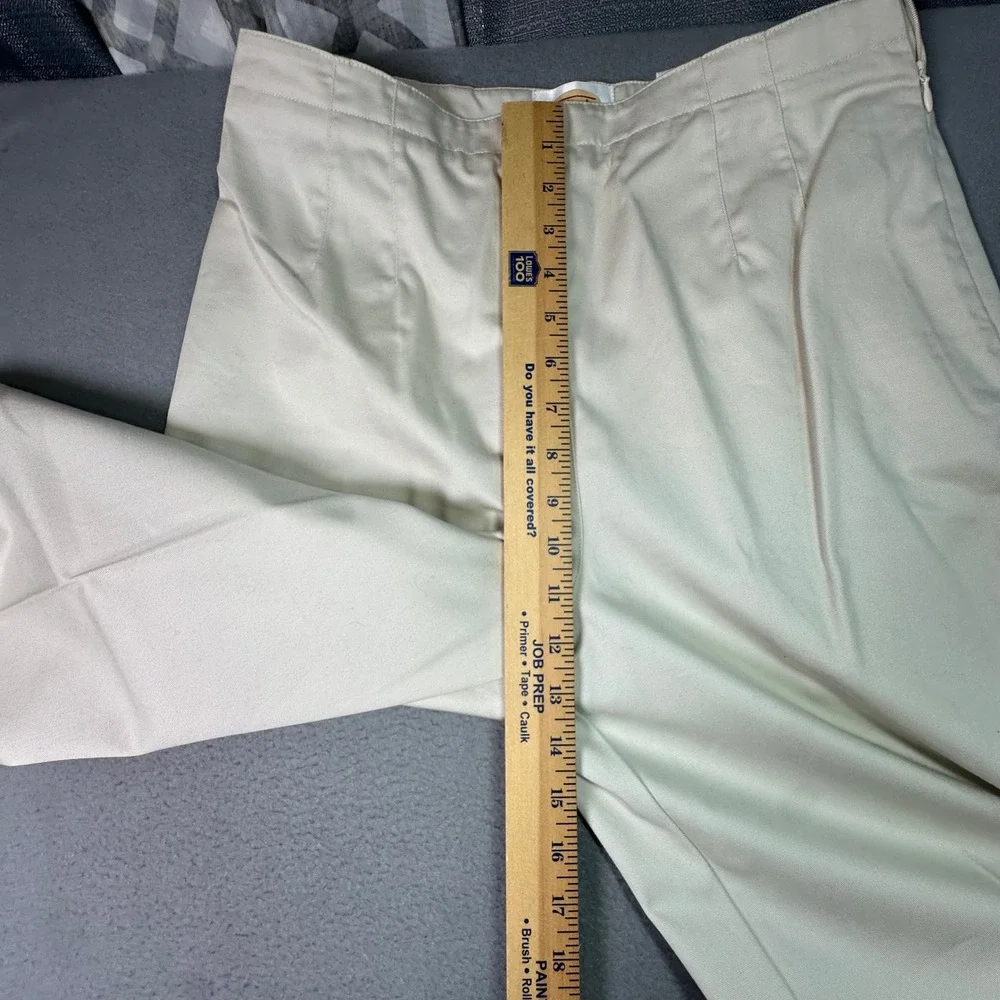 Talbots Cotton Trousers Wrinkle Resistant Side Zip Classic Beige Size 12 Stone